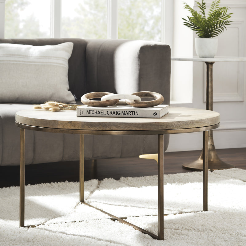 Mango Wood Accent Table with Iron Legs