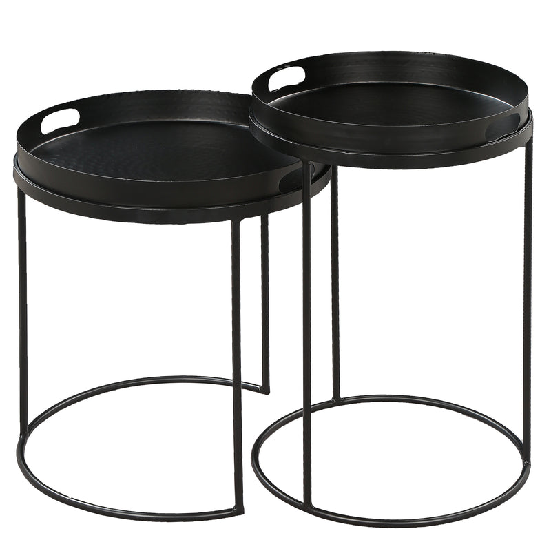 Set of Black Accent Tables with Removable Tops