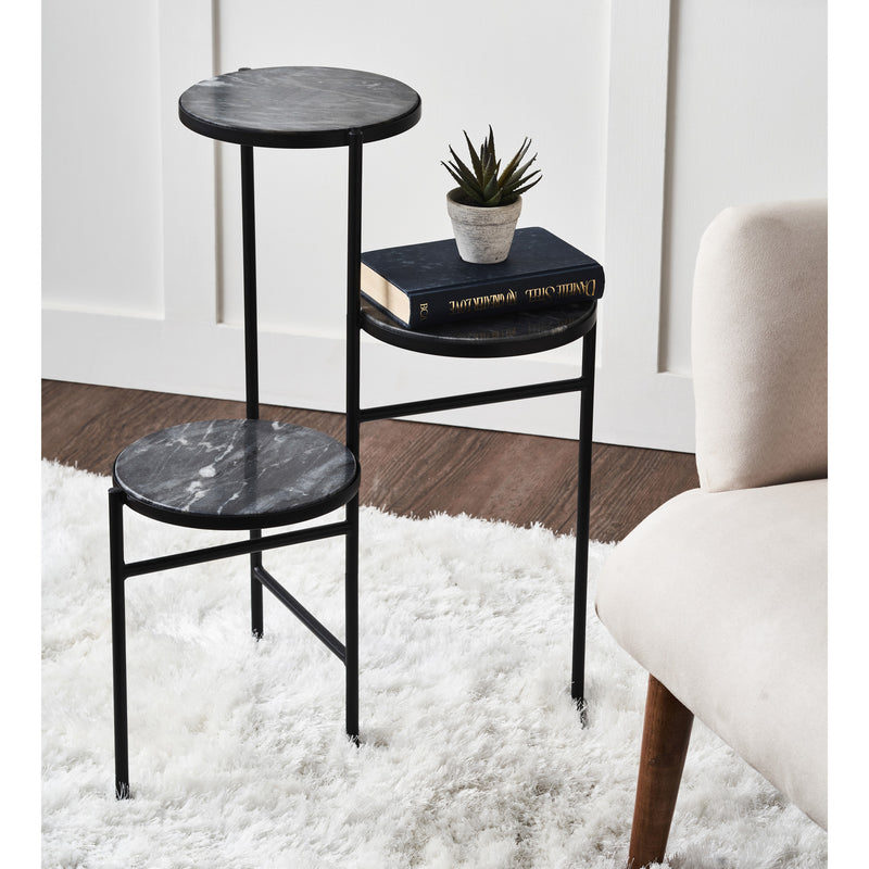 Iron Accent Table with Marble Tops