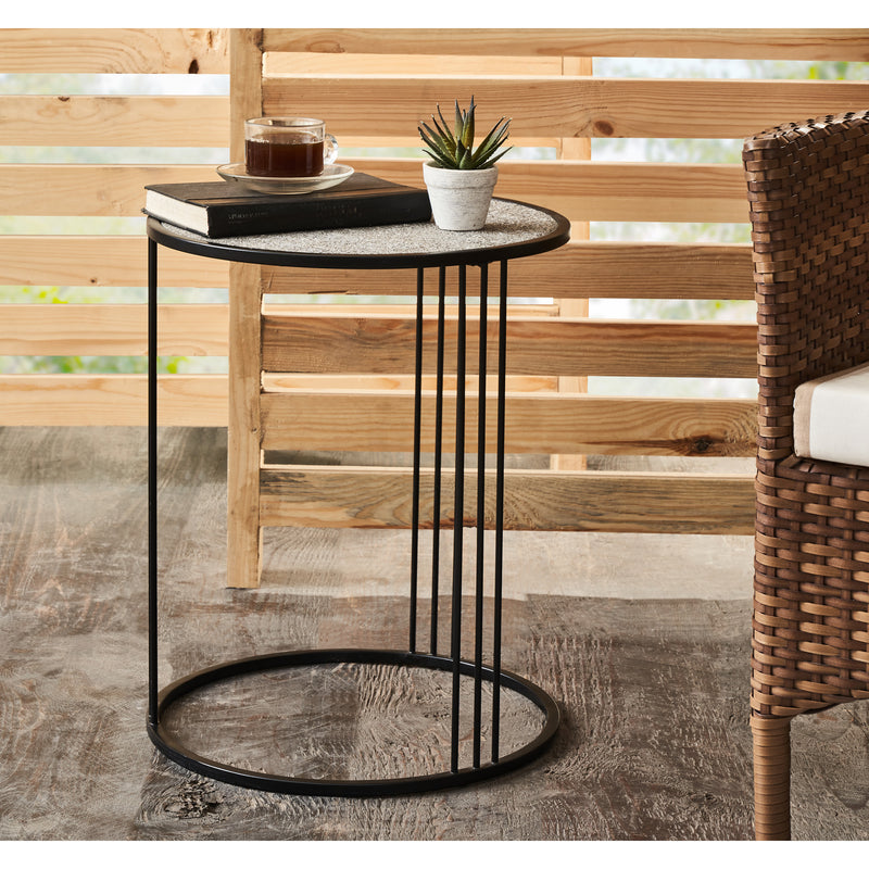Modern Accent Table with Concrete Top and Iron Legs