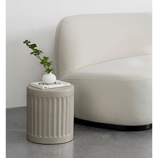 Ceramic Accent Table in Matte White Finish