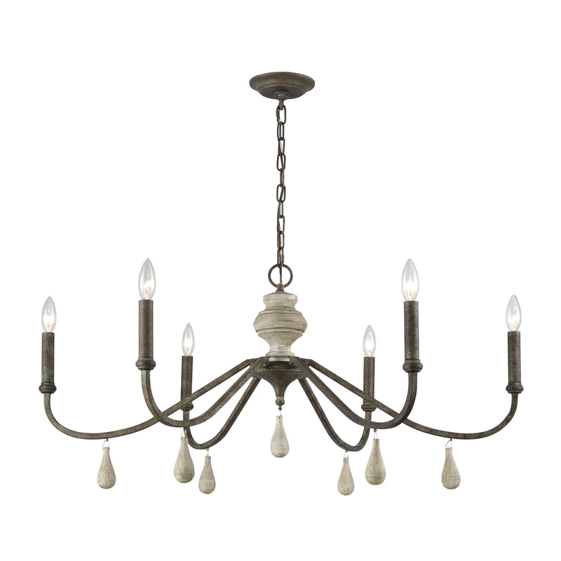 French Connection 38'' Wide 6-Light Chandelier - Malted Rust