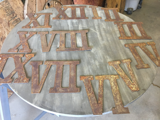 12 Inch Metal Roman Numerals - Rusty or Natural Steel Finish