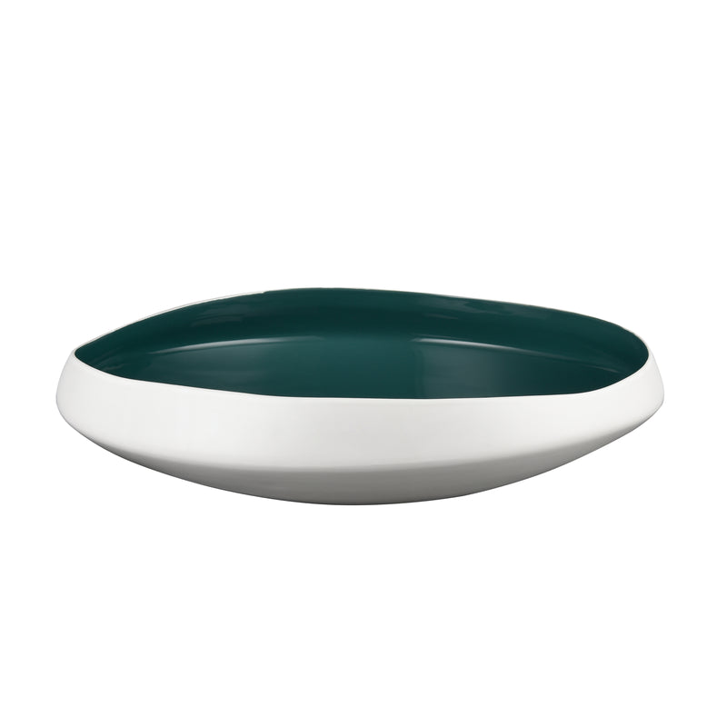 Greer Bowl - Low White and Teal