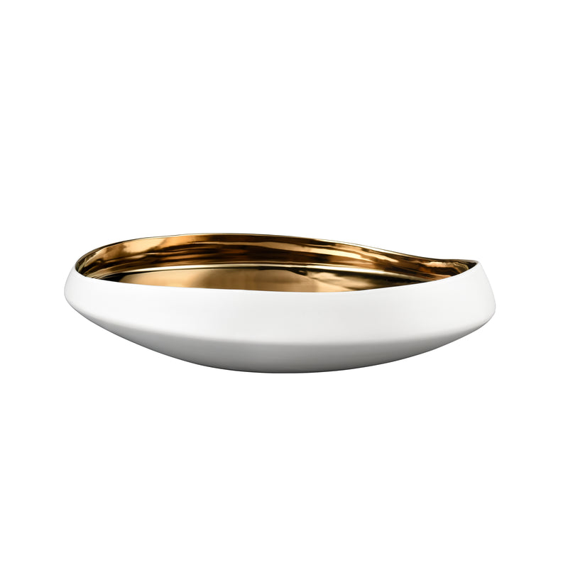 Greer Bowl - Low White and Gold