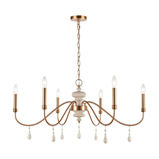 French Connection 38'' Wide 6-Light Chandelier - Satin Brass