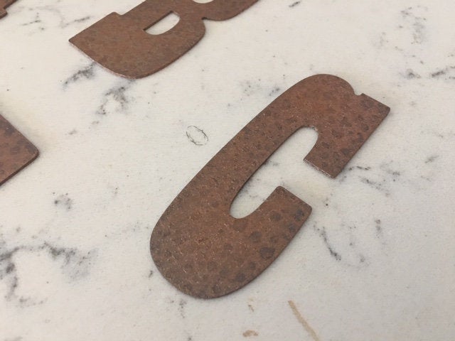 3 Inch Metal Letters and Numbers  Rusty or Natural Steel Finish