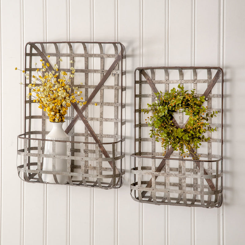 Set of Two Metal Wall Pockets