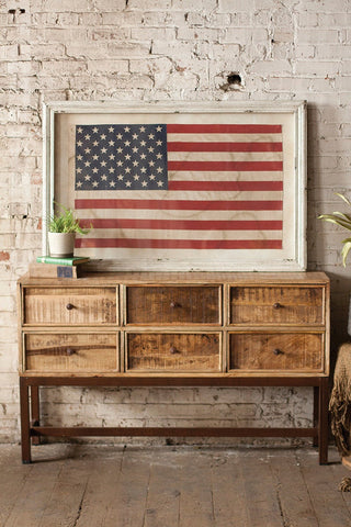 Huge Framed American Flag Under Glass