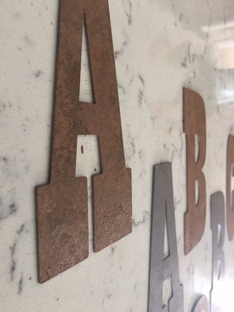 8 Inch Large Metal Letters and Numbers-RUSTY or NATURAL Finish