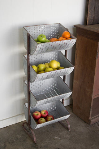 Rustic Four Tiered Perforated Metal Display Tower