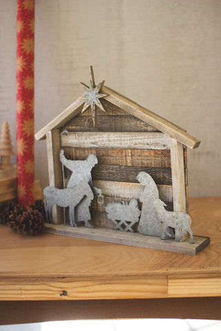 Rustic Wood and Metal Nativity