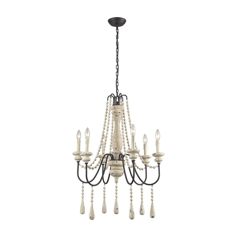 Large Metal and Wood Farmhouse Chandelier