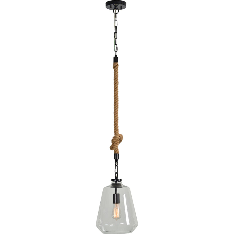 Glass Shade Pendant Light with Rope and Chain Cord