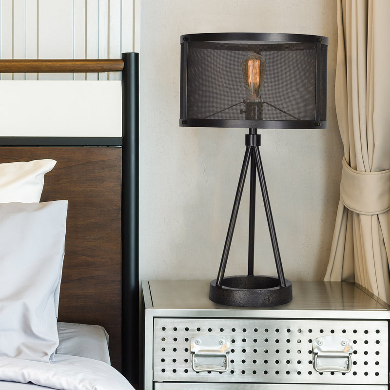 Large Steel Table Lamp in Black Finish