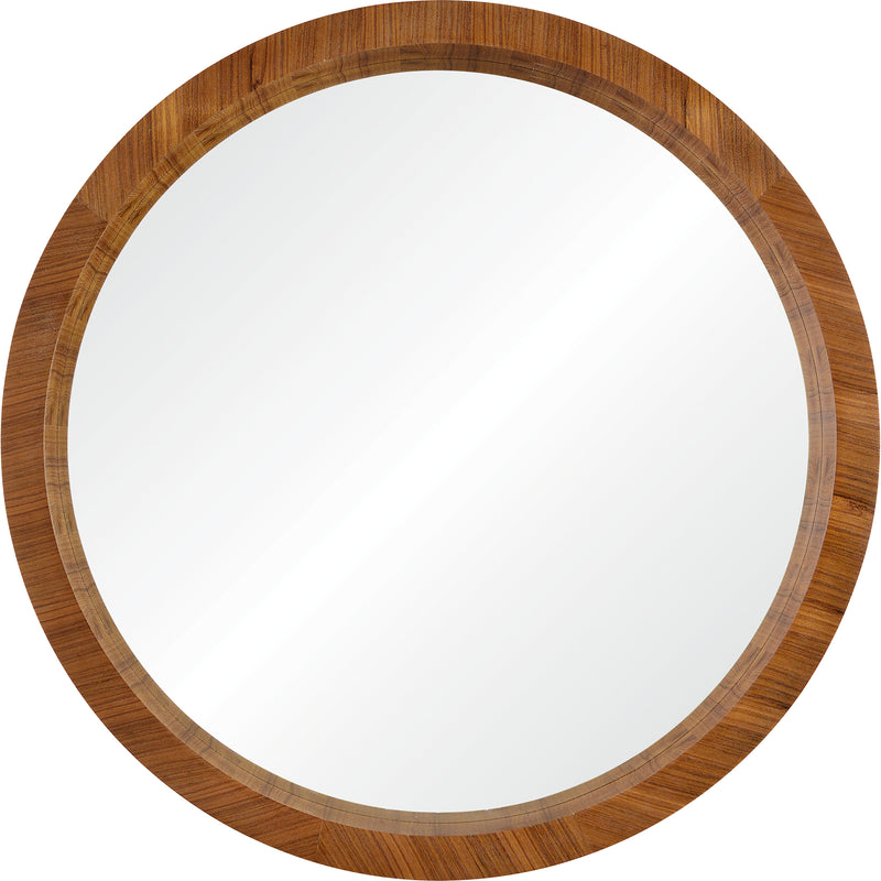 Large Round Mirror in Walnut Finish