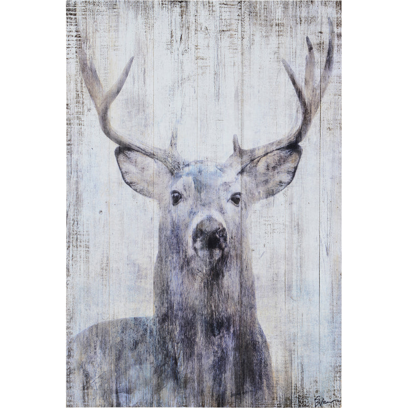 Distressed Deer Painting on Wood